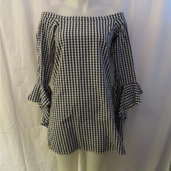DANCE & MARVEL BLACK/WHITE CHECKED GINGHAM DRESS S - Picture 3 of 8